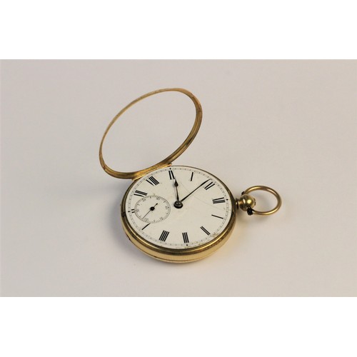 161 - A Victorian 18ct gold open face pocket watch, the white enamel dial with Roman numerals and subsidia... 