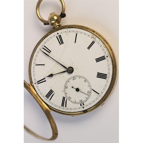 161 - A Victorian 18ct gold open face pocket watch, the white enamel dial with Roman numerals and subsidia... 