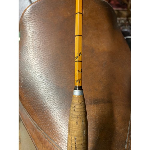 480 - A Hardy 'C.C. de France' two piece split cane palakona fly rod, No. H7008, in cloth bag with labels