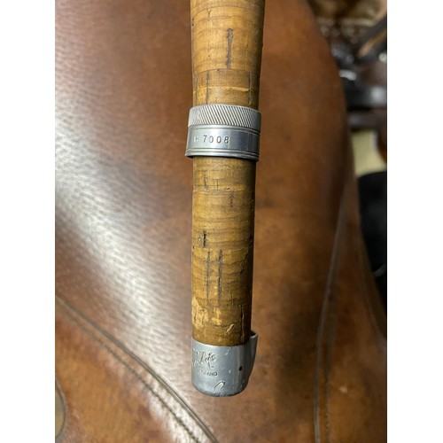 480 - A Hardy 'C.C. de France' two piece split cane palakona fly rod, No. H7008, in cloth bag with labels