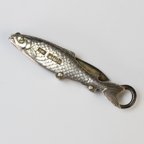 106 - A Victorian novelty silver pocket knife by J Nowill & Sons, Birmingham 1900, realistically modelled ... 