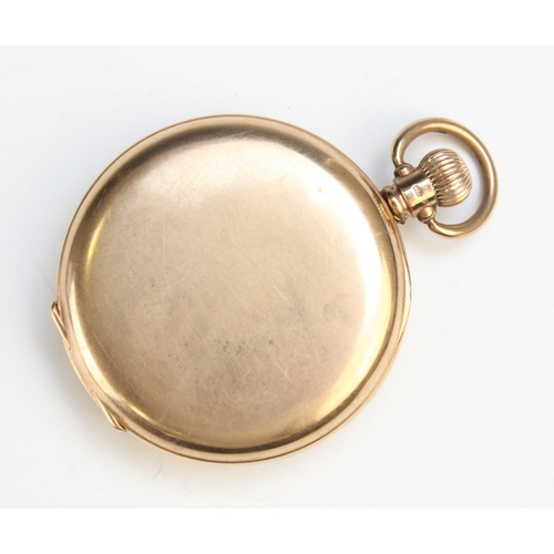 126 - A 9ct gold open face pocket watch by Waltham, the white enamel circular dial with Roman numerals and... 