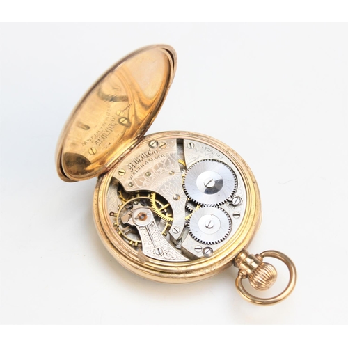 126 - A 9ct gold open face pocket watch by Waltham, the white enamel circular dial with Roman numerals and... 