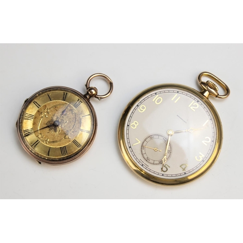 129 - An early 20th century open face fob watch, the gold toned circular dial with black roman numerals an... 