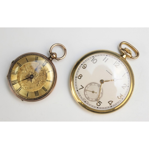 129 - An early 20th century open face fob watch, the gold toned circular dial with black roman numerals an... 