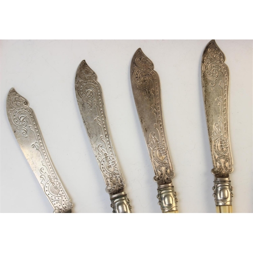 51 - A collection of Victorian silver bladed and ivory handled cutlery, Martin Hall and Co Sheffield circ... 