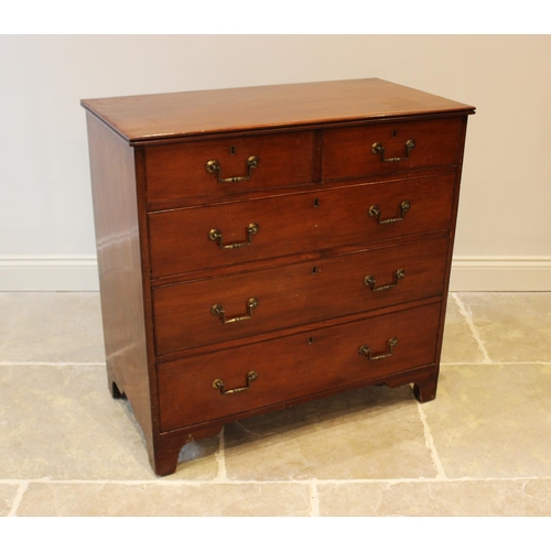 575 - A 19th century chest of drawers, with an arrangement of two short and three long drawers, applied wi... 