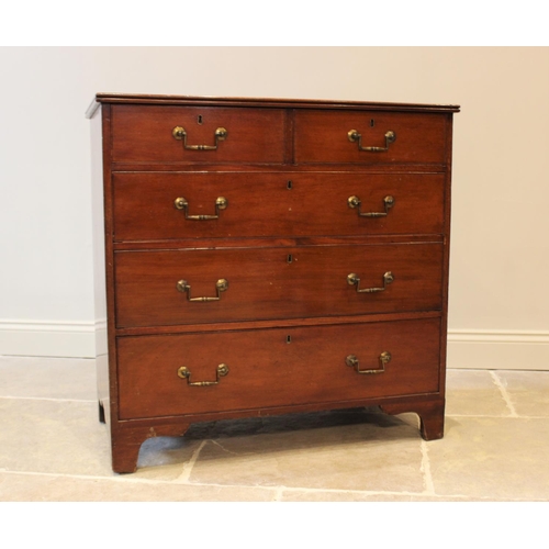 575 - A 19th century chest of drawers, with an arrangement of two short and three long drawers, applied wi... 