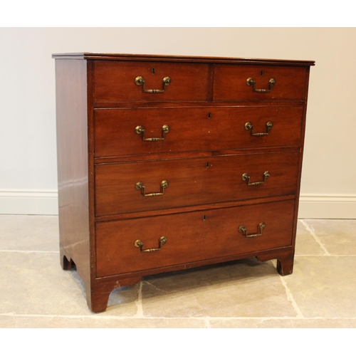 575 - A 19th century chest of drawers, with an arrangement of two short and three long drawers, applied wi... 