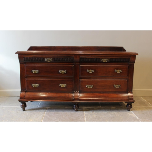 615 - A Victorian walnut sideboard, the rectangular top above  a pair of cushion frieze drawers and four f... 