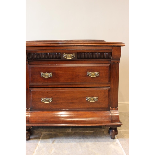 615 - A Victorian walnut sideboard, the rectangular top above  a pair of cushion frieze drawers and four f... 