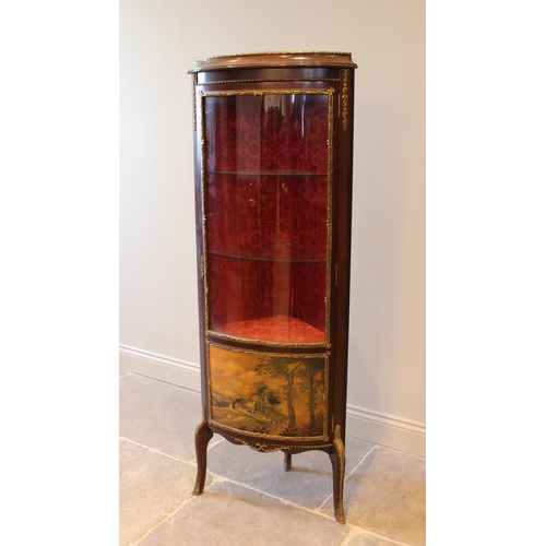 623 - A French stained beech full height encoignure, 20th century, with glazed bow front door above a land... 