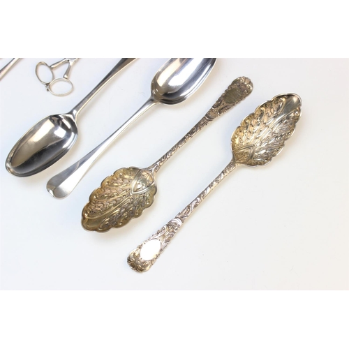 67 - A pair of silver spoons, William Eley and William Fearne, London 1806, with cast acanthus detail and... 