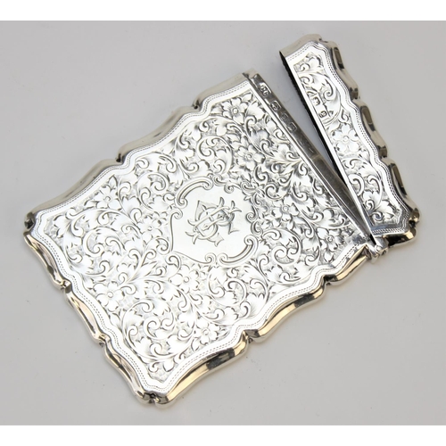 78 - A Victorian silver calling card case by Colen Hewer Cheshire, Birmingham 1898, of rectangular form w... 