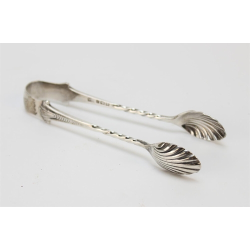 27 - A pair of George III silver sugar tongs by George Burrows, London 1793, with pierced foliate decorat... 