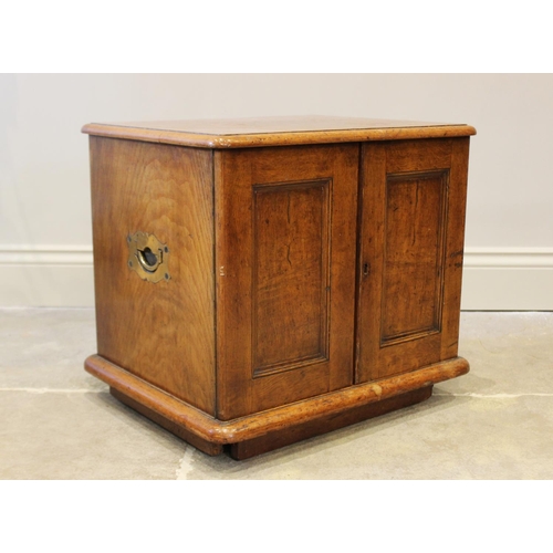 103 - A late Victorian oak cutlery canteen, the rectangular thumb moulded top above a pair of invert mould... 