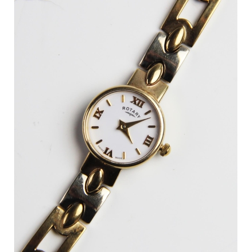 118 - A lady's 9ct gold Rotary wristwatch, the round white dial with Roman numerals and baton markers, set... 