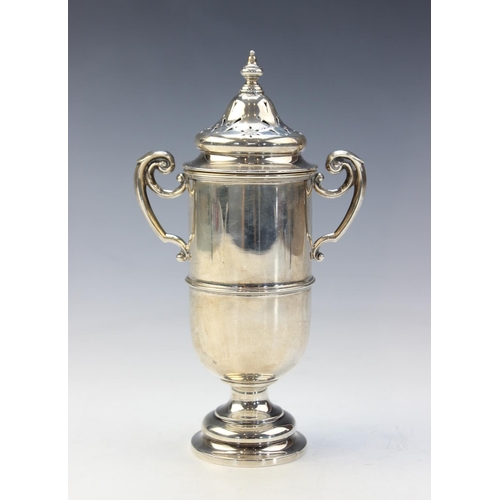 96 - An Edwardian twin handled silver sugar caster by Horace Woodward & Co Ltd, London 1905, of plain pol... 