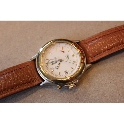 133 - A Gentleman's stainless steel Chopard Mille Miglia wristwatch, the round white enamel dial with gold... 