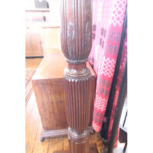 592 - A 19th century mahogany hat stand, the leaf carved and reeded column raised upon a square stepped pl... 