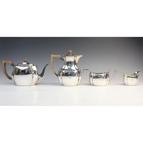 101 - A George V four-piece silver tea service by Thomas Bradbury & Sons, Sheffield 1928, comprising teapo... 