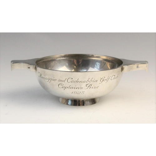 106 - SPORTING INTEREST: A George V Scottish silver quaich by Wilson & Sharp, Edinburgh 1923, on circular ... 