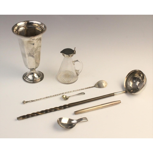 118 - A selection of silver and white metal tableware, to include a George III silver caddy spoon by Samue... 