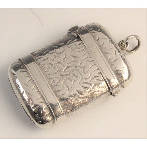 124 - A Victorian silver vesta case by Hilliard & Thomason, Birmingham 1889, designed as a travelling port... 