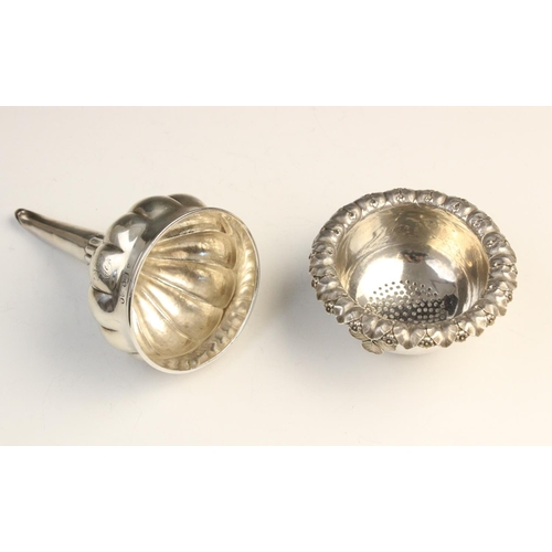 2 - A George IV silver wine funnel by Rebecca Emes & Edward Barnard I, London 1828, pierced bowl with ca... 