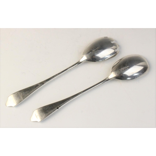 22 - A pair of silver salad servers by Barker Brothers Silver Ltd, Birmingham 1933, each 22.5cm long, wei... 