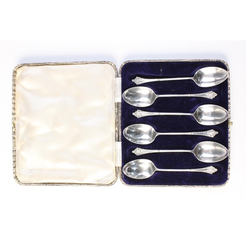 36 - A cased set of six silver gilt and enamel teaspoons by Adie Brothers, Birmingham 1958, each 9.1cm lo... 