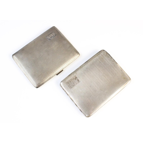 40 - A silver cigarette case by H Pidduck & Sons, Birmingham 1958, of rectangular form with engine turned... 