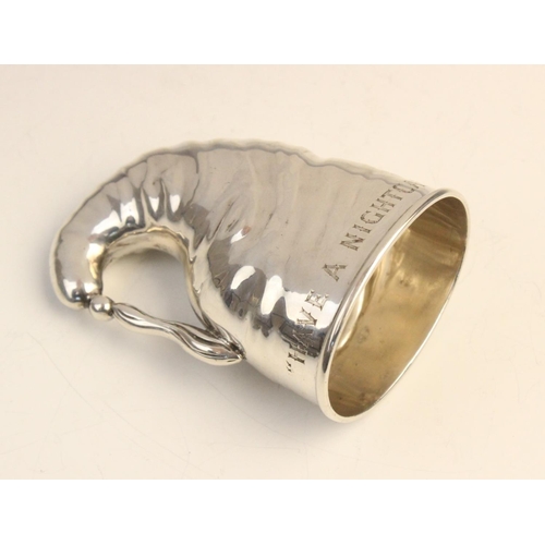 48 - An Edwardian novelty silver stirrup cup by John Charles Grinsell, Birmingham 1908, modelled as a nig... 