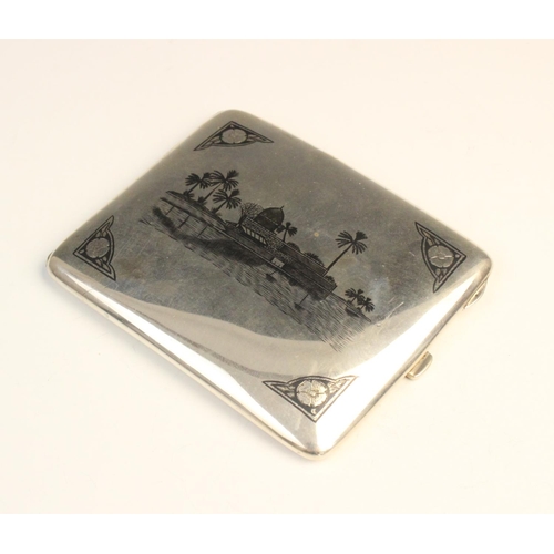 53 - A Victorian silver agate set matchbox holder by Adie and Lovekin, Birmingham 1892, of rectangular fo... 