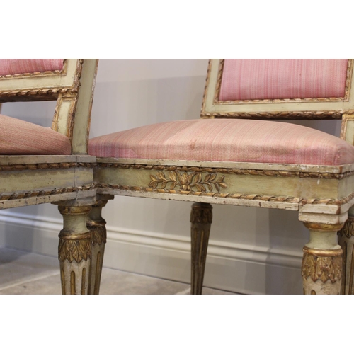 740 - A set of four Louis XVI chairs in the manner of Henri Jacob, each with painted frame embellished wit... 