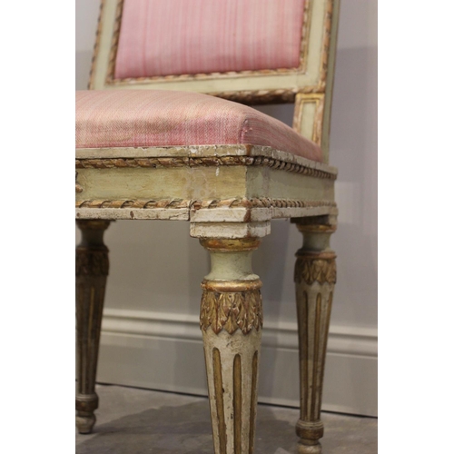 740 - A set of four Louis XVI chairs in the manner of Henri Jacob, each with painted frame embellished wit... 