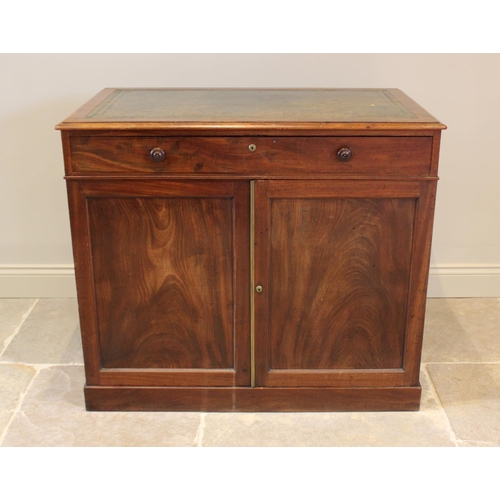 767 - A mid 19th century mahogany specimen chest, with rectangular leather inset top, above a single drawe... 