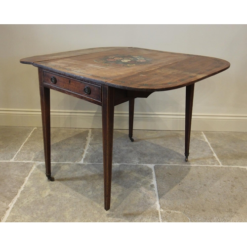 776 - An early 19th century mahogany Pembroke table, painted in the manner of Sheraton, the oval drop leaf... 