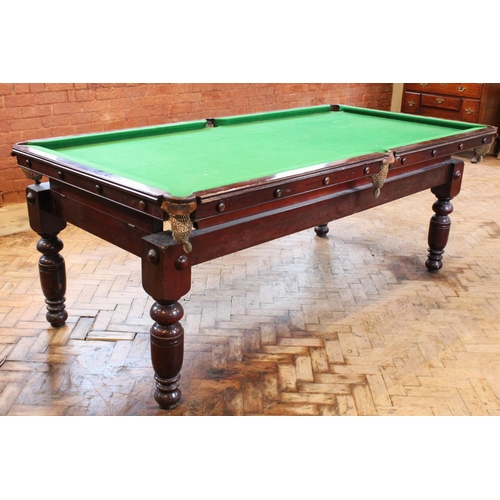 781 - A Burroughes and Watts Ltd, 19 Soho Square London, Victorian mahogany billiard table, 225cm long x 1... 