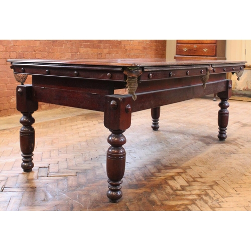 781 - A Burroughes and Watts Ltd, 19 Soho Square London, Victorian mahogany billiard table, 225cm long x 1... 