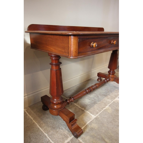 787 - A Victorian mahogany side table/dressing table, the rectangular moulded top above two frieze drawers... 