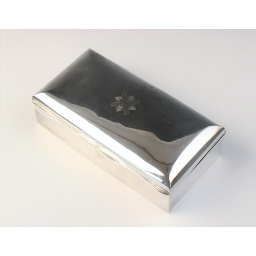 79 - An Edwardian silver cigarette box by Robert Pringle & Sons, London 1906, of rectangular form, engrav... 