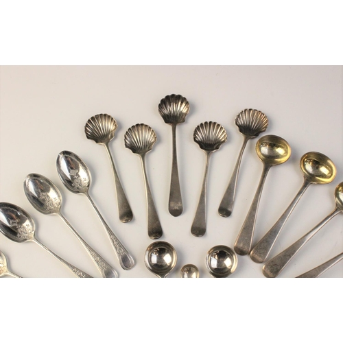 90 - A set of four 18th century silver teaspoons, each with shell form bowls and engraved initials ‘T.W.E... 