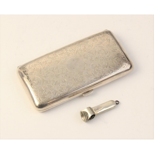 94 - A George V silver cigar case by Hirst Brothers & Co Ltd, Birmingham 1915, of curved rectangular form... 