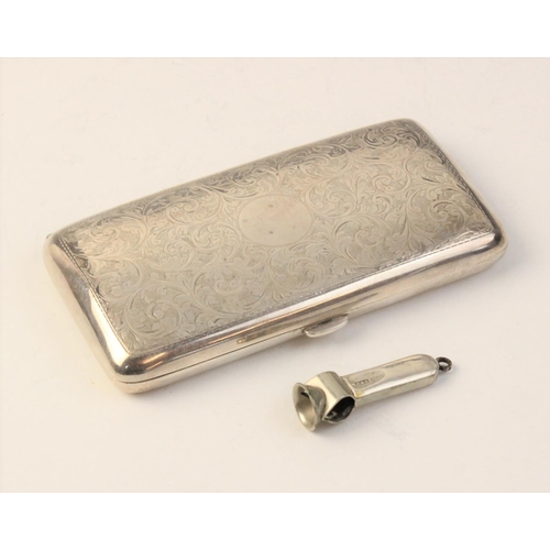 94 - A George V silver cigar case by Hirst Brothers & Co Ltd, Birmingham 1915, of curved rectangular form... 