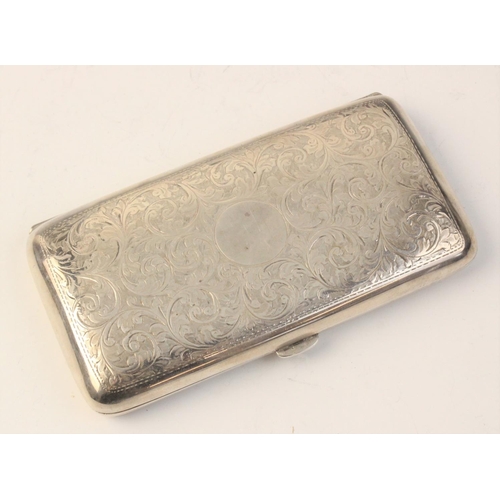 94 - A George V silver cigar case by Hirst Brothers & Co Ltd, Birmingham 1915, of curved rectangular form... 