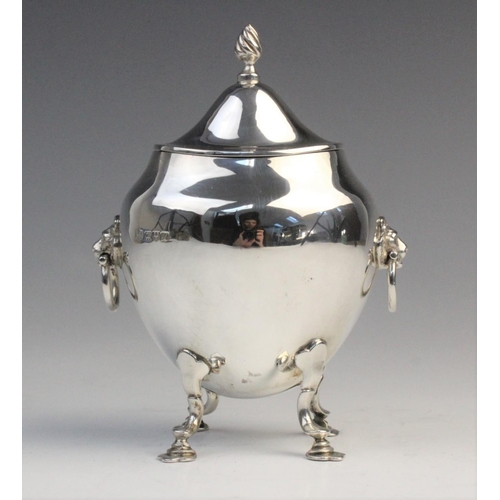 96 - A George V silver sucrier by George Nathan & Ridley Hayes, Chester 1912, of compressed ovoid form on... 