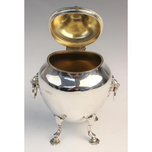 96 - A George V silver sucrier by George Nathan & Ridley Hayes, Chester 1912, of compressed ovoid form on... 