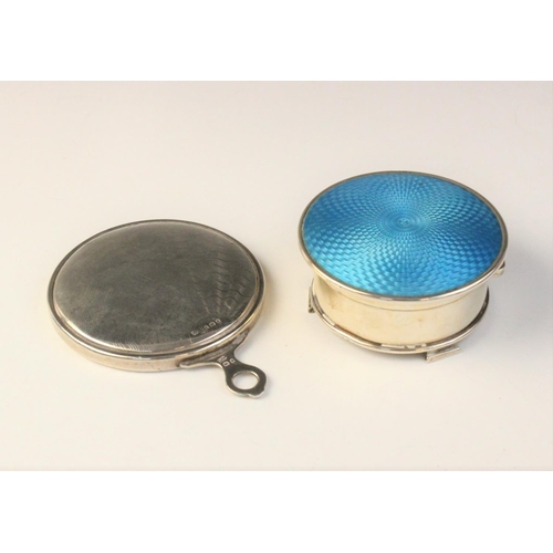 99 - A George V silver and enamelled pill box by William Neale, Birmingham 1929, of circular form on thre... 