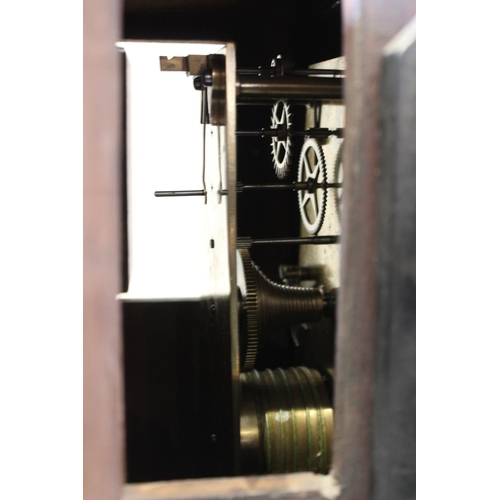 674 - A Victorian papier mache drop dial fusee wall clock, the 30cm painted white dial indistinctly signed... 